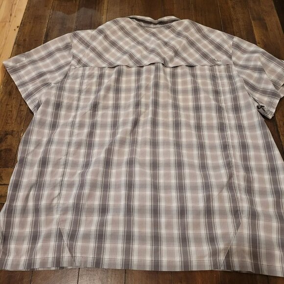 Cabelas 2XL CoolMax Mens Plaid Button-Up Shirt Gray & White - Picture 3 of 5